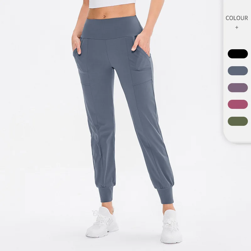 Pantalones deportivos de tela con cordón para mujer, ropa deportiva de  secado rápido, con dos bolsillos laterales, para gimnasio y Fitness -  AliExpress