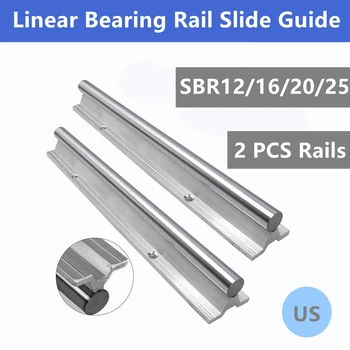 

2PCS SBR12 SBR16 SBR20 SBR25 300/400/500/600/800/1000/1200/1500/2000mm Linear Bearing Rail Slide Guide Shaft for CNC Machine