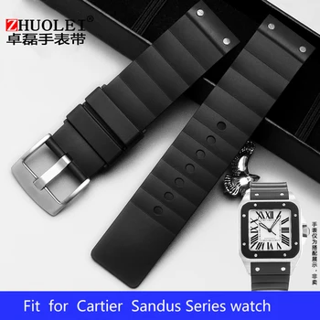 

23mm silicone watch belt for Santos rubber chain 100 men's watch belt with needle buckle Free shipping