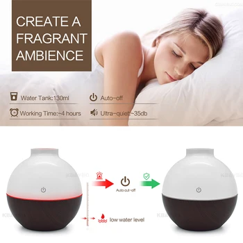

130ml Aroma Diffuser Essential Oil Diffuser USB Ultrasonic Humidifier Aromatherapy mist maker with 7 color LED Light Wood grain