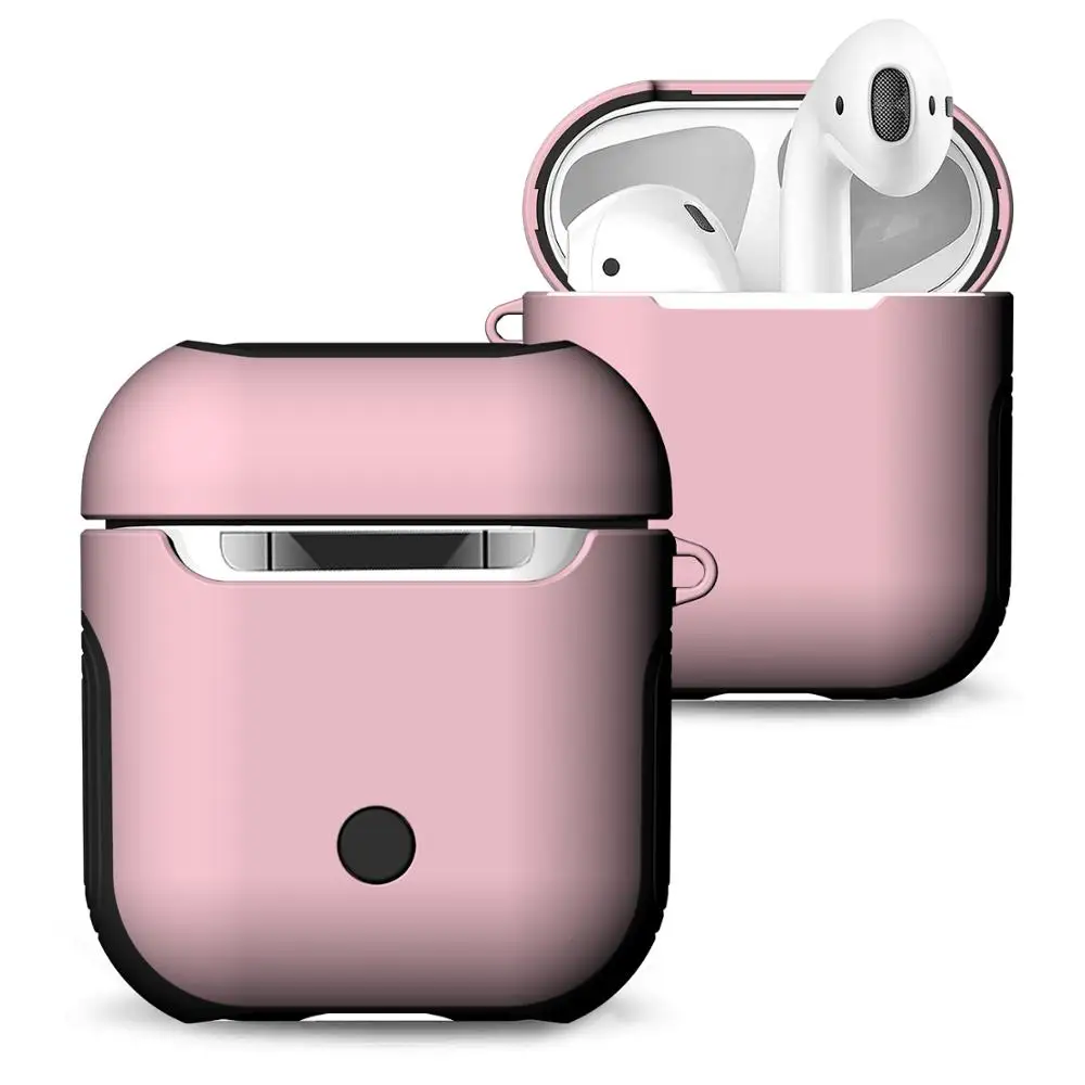 Чехол для наушников, чехол для Apple Air pods, кожаный чехол, зарядное устройство, настоящие беспроводные наушники Bluetooth, аксессуары - Цвет: Розовый