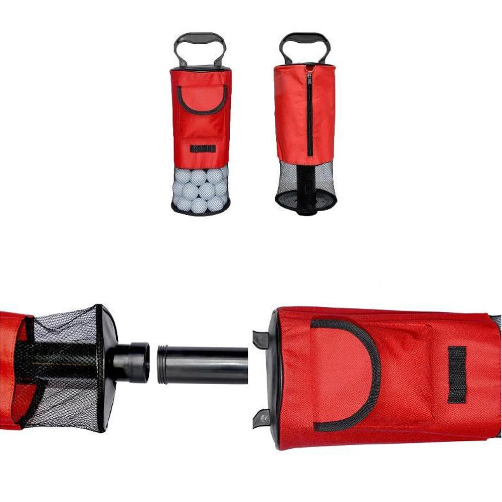Golf Ball Retriever Portable Pocket Shagger Storage Pick up Pick-up Shag Bag with Free Golf Ball Wipe Towel Pack Set Nylon