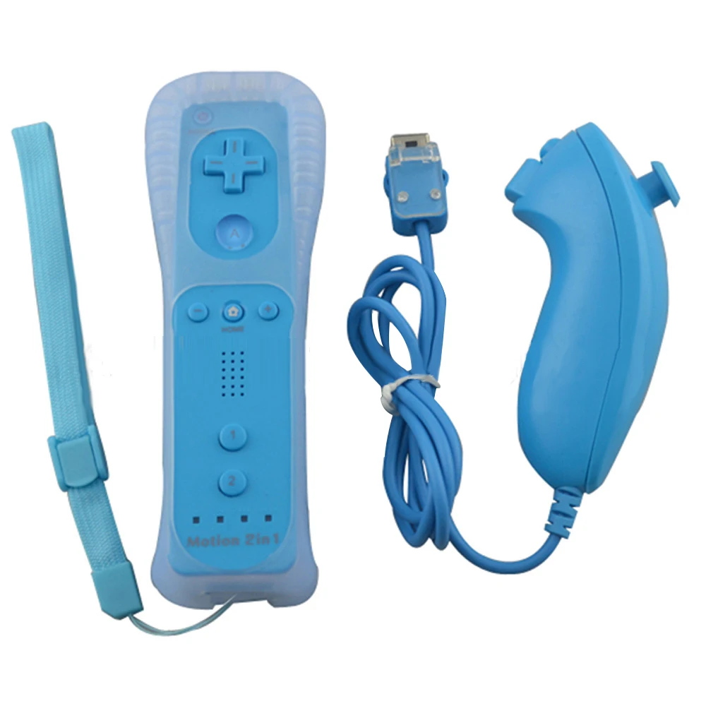 

Wii controller 2 In 1 Wireless Remote Controller + Nunchuck with Silicone Case Accessories for Nintendo Game Console r40