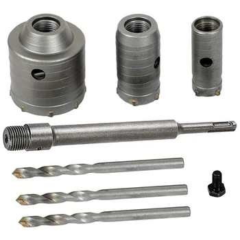 

Concrete Hole Saw Kits SDS Plus Shank Wall Hole Cutter Cement Drill Bit Sets(30, 40, 60mm), with 220mm Connecting Rod