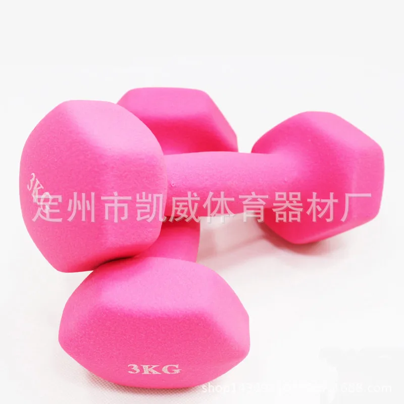Hexagonal Matte Smooth Plastic-Dipping Women's Dumbbell Fitness Aerobics Dumbbell Women's Fitness 1 kg