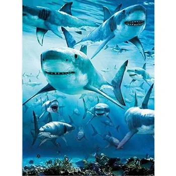 

5d Diamond Painting Full Drill Rhinestones Embroidery Diamond Painting Cross Stitch Shark Diamond Mosaic Cross Stitch Wall Arts