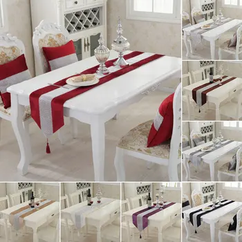 

Strip Sparkled 2017 Glittery Table Runner Mat Runner Flag Desk Cloth Dinner Rhinestone Covers Party Decor Bling