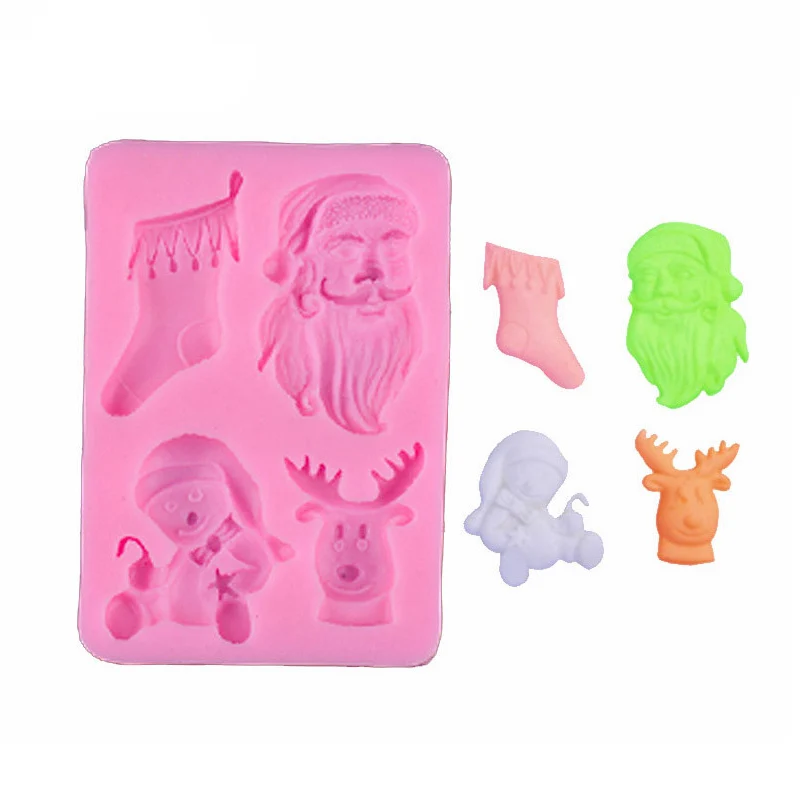 

Christmas Sugar Craft Elk Snowman Silicone Molds Fondant Mold Cake Decorating Tools Chocolate Moulds Wedding Decoration Mould