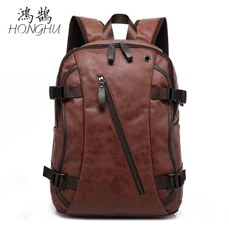 

Men Korean Models New Style Backpack Fashion Style Leather Middle School Students School Bag Men's Bag