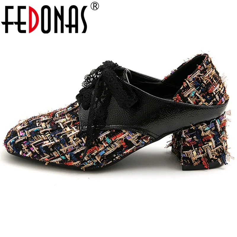 

FEDONAS Elegant Lace Shallow Women Mixed Colors Spring Summer Casual Plus Size Pumps Flock Office Shoes Woman Butterfiy Knot
