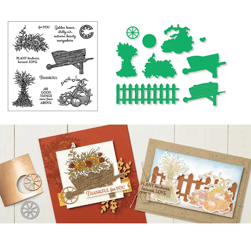 

AUTUMN GOODNESS Metal Cutting Dies and Clear Stamps for DIY Scrapbooking Crafts Stencil Card Making Photo Album Handmade Decor