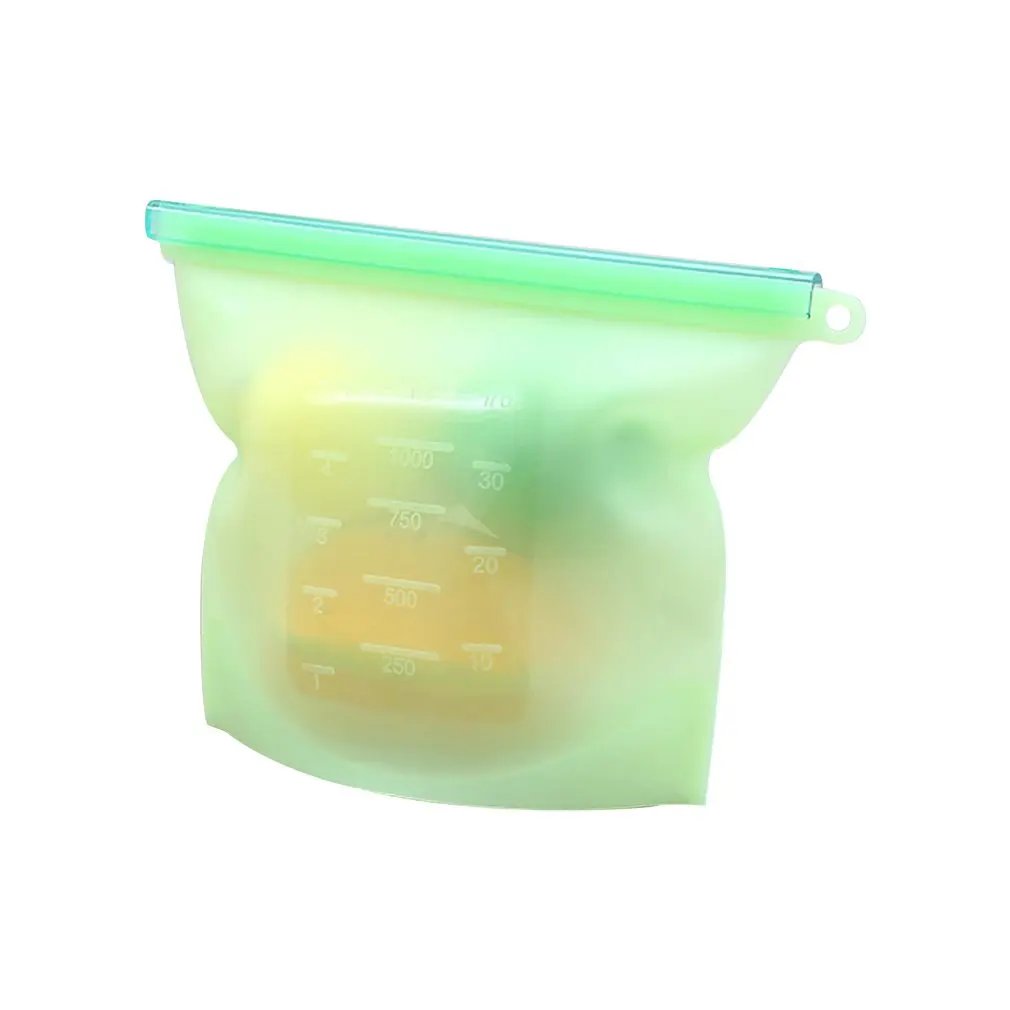 Reusable Silicone Food Storage Bag Airtight Seal Food Preservation Bag Food Grade Versatile Preservation Bag Container - Цвет: green