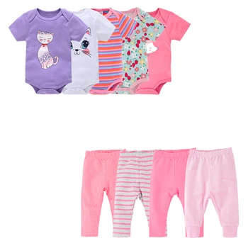 

Honeyzone Newborn Baby Clothing 9PCS Summer Baby Clothes For Girls Boys Short Sleeve ropa bebe niño verano 0-12M Kids Clothes