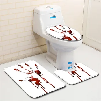 

Halloween Bathroom Rugs 3pcs/set Closestool Seat Mat Toilet Seat Anti Slip WC Mat Blood handprint Floor Mats Home Toilet Carpet