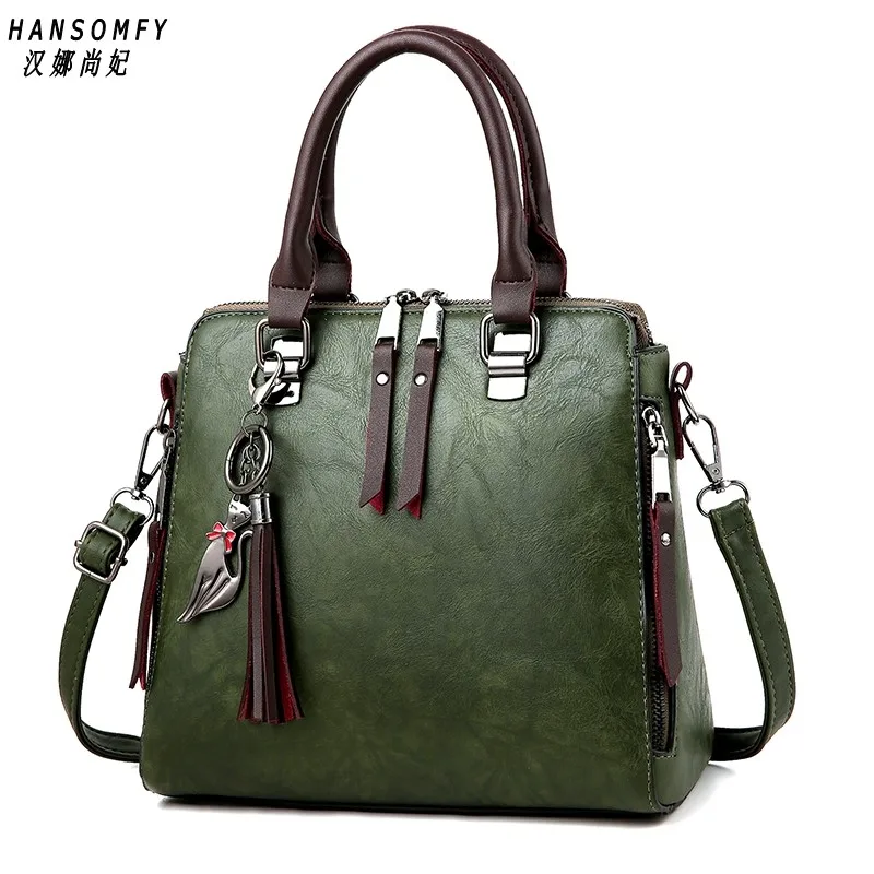 Женские сумки из натуральной кожи новые женские сумки-мессенджеры TotesTassel дизайнерские сумки через плечо - Цвет: Зеленый