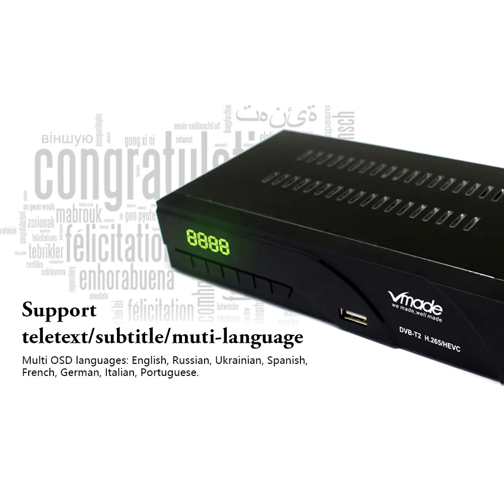 Цифровой ТВ приемник Vmade HD DVB T2 Цифровое Декодер для тюнера H.265 T/T2 поддержка YouTube Wi