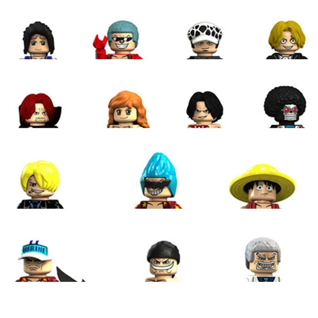 Anime Series Bricks ONE PIECE Luffy Chopper Sanji Nico Brook Franky Zoro  Nami Usopp Figures Heads Building Blocks Toys For Kids