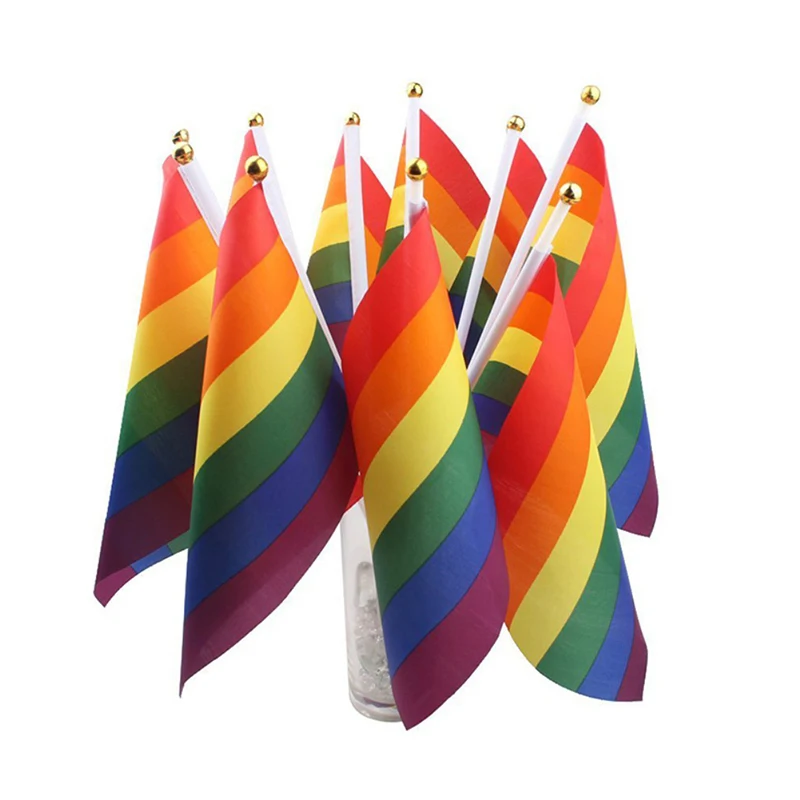 6 шт. 14*21 см Красочный Радужный Флаг ЛГБТ флаг для лесбиянок геев Прайд домашнее украшение геев дружественный ЛГБТ Флаг Гей Радужный Флаг Прайд