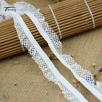 

#1572 White Mesh Elastic Lace Trim scalloped 8 yards/lot Bra Pants Accessory Stretch Flat DIY Sewing Elastic Band Lace Ribbon