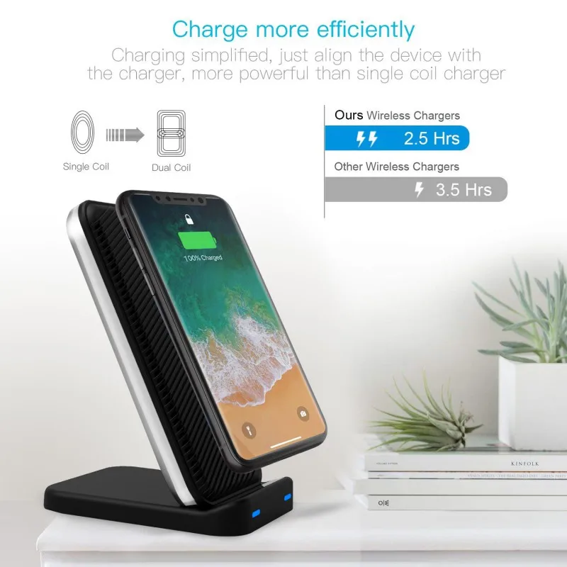 For IPhone For Samsung and Android Phone Quickly Advanced Qi Wireless Phone Charger Stand Desktop Cellphone Charger Holder