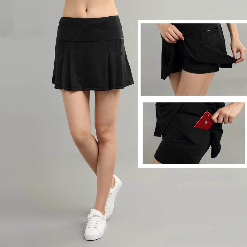 Спортивные женские шорты для бега, быстросохнущая юбка для бадминтона, юбка для тенниса, Спортивная юбка для фитнеса, йоги, плиссированная юбка со встроенным карманом
