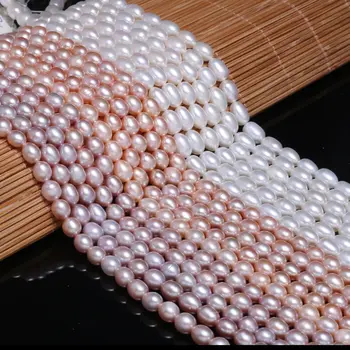 

Natural Freshwater Pearl Beads High Quality Rice Shape Punch Loose Beads for DIY Elegant Necklace Bracelet Jewelry Making 6-7MM