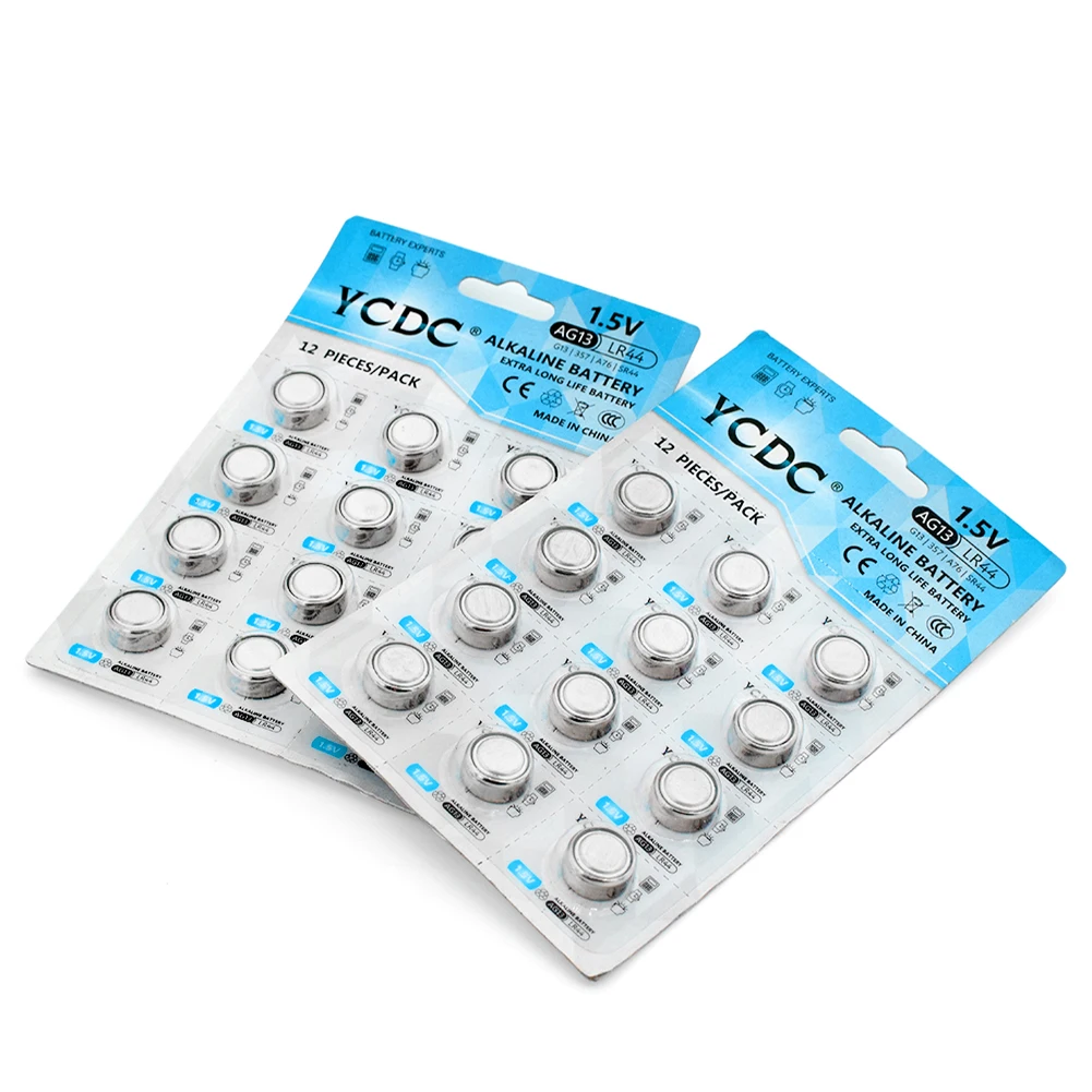 

New 24pcs/2card AG13 LR44 LR 44 Alkaline Button Coin Batteries Celula AG 13 LR1154 SR44 SR44SW SR44W GP76 Watch Clock Cell