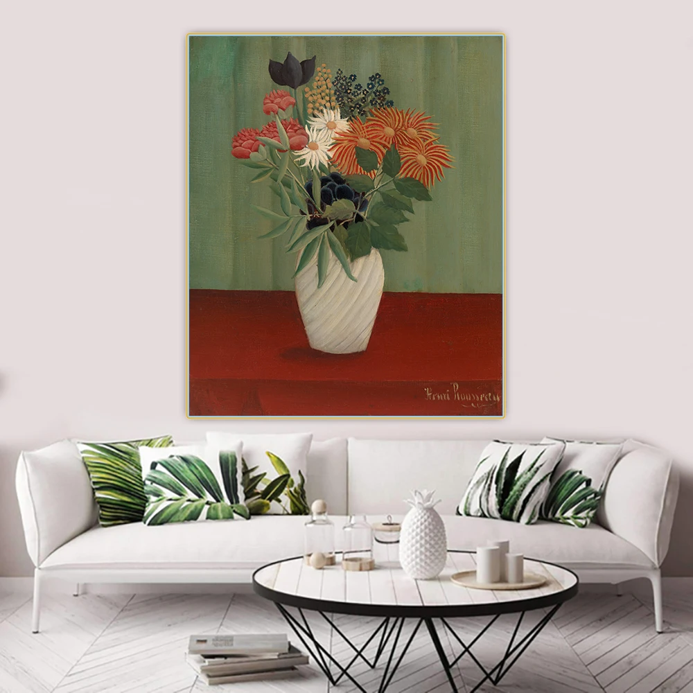 Цитон Анри Руссо Bouquet букет цветов с китайскими астерами и токиями Canvas Холст