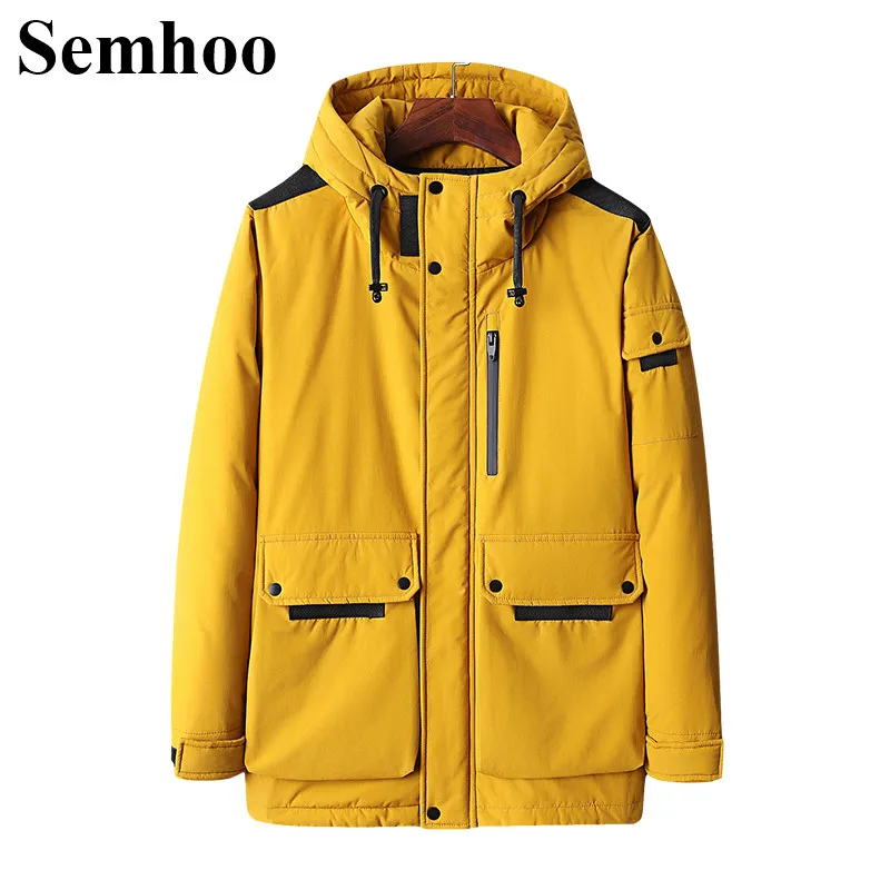 

2019 Winter New Men's Jacket Hooded Thick Warm Cotton Coat Fashion Simple Casual Loose Tooling Down Jacket Plus Size M--4XL