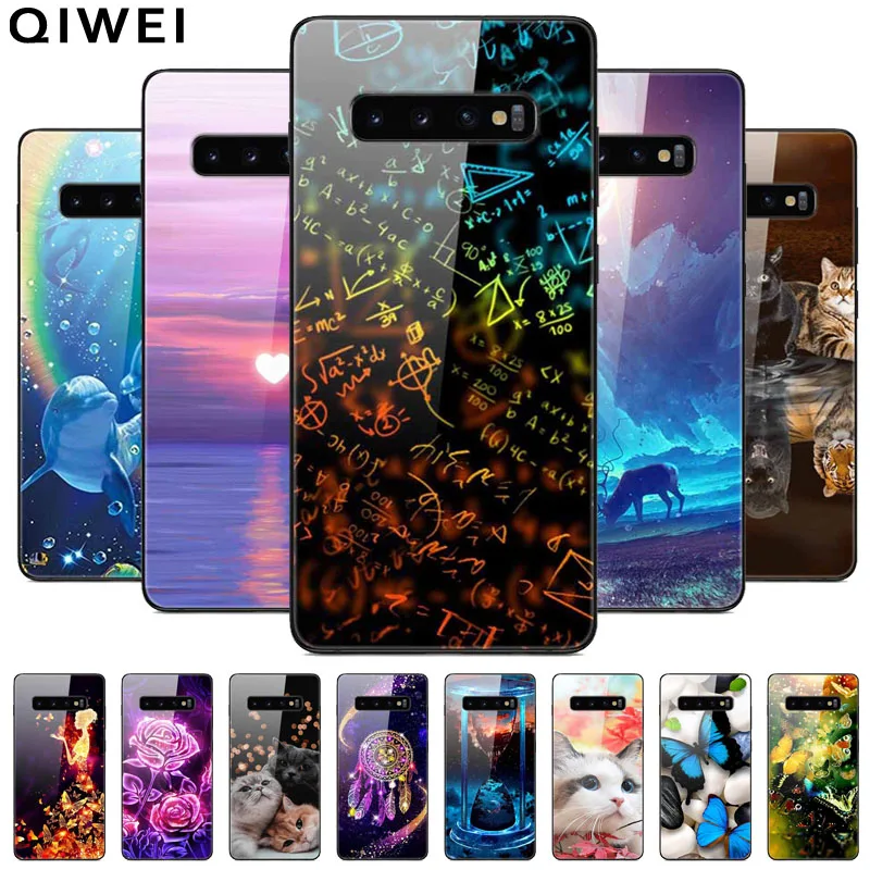 Per Samsung S10 Custodia Cover Posteriore Rigida In Vetro Temperato Per Samsung Galaxy S10 Plus / S10E / S 10 5G Custodie Conchiglie Coque S10 +