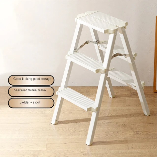 Échelle pliante en bois massif, chaise d'escalier pliable pour la maison, à  double usage - AliExpress