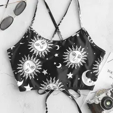 ZAFUL купальный топ на бретельках с принтом солнца Луны звезд