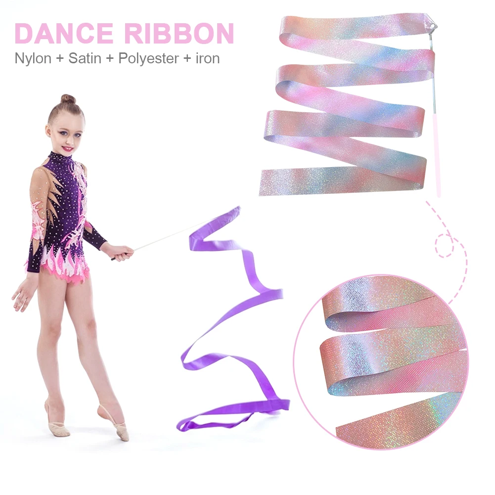 Gymnastics Ribbon 2m/4m Flashing Glitter Dance Ribbon Rod