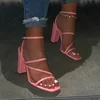 Pink New Summer Sandals Comfortable and Versatile Open-toe High-heeled Sandal Casual Outdoor Solid Color Plus Size Shoes Sandals ► Photo 1/6