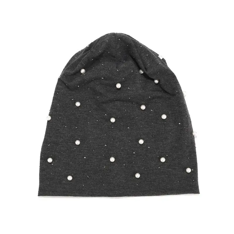 Женские зимние шапки с жемчугом, вязаные шапки, мягкая шапка Skullies Beanies, шляпа с жемчугом, женские вязаные шапки с жемчугом