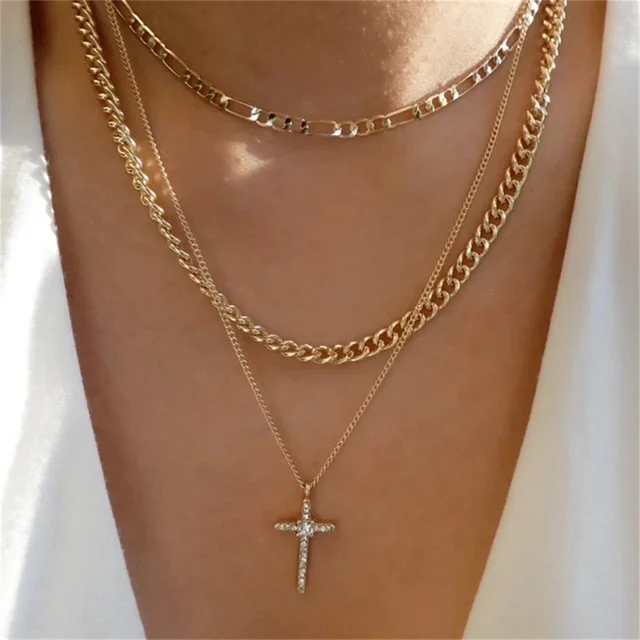 Bls-miracle Fashion Gold Color Heart-Shaped Necklace For Women Trendy Multi-Layer Pendant Necklaces Set Jewelry Gifts