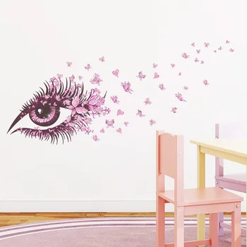

Stickers Pink Eyes Butterfly Living Room Tv Background Wall Decorative Murals Removable Wall Stickers