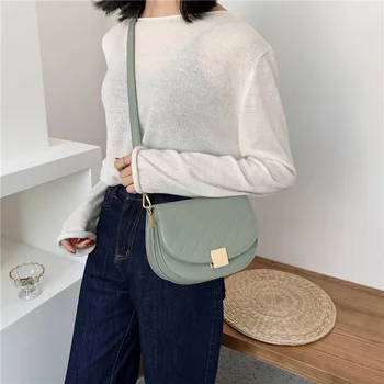

Personalized Female Shoulder Saddle Bag 2020 New Casual Crossbody Bag Wide Shoulder Strap Diamond Lattice PU Bag