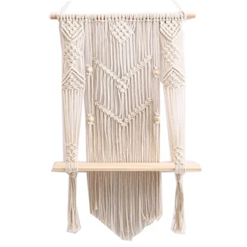 

INS Nordic Style Bohemian Hand-Woven Tassel Tapestry Wood Shelf Bedroom Living Room Hotel Wall Hanging