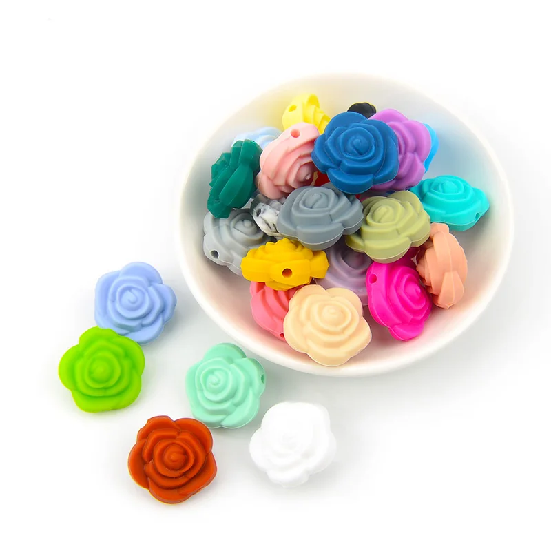 Description Picture 5 of itemLOFCA 10pcs Double face Silicone Flower Beads Baby Teether Food Grade Baby Teething Toys Accessories For Pacifier Chain