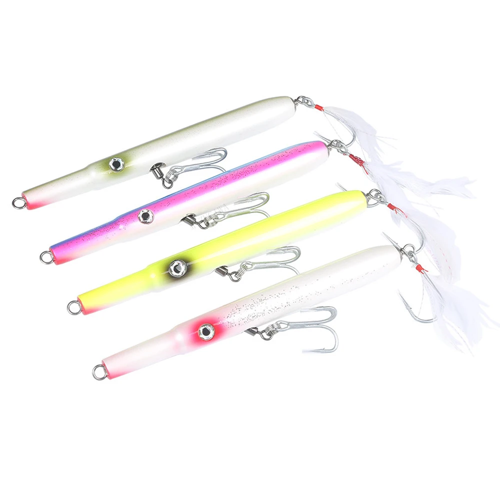 

MIZUGIWA Wooden Needlefish Popper Plug 7.6" Handcrafted Wooden Lure Surf Lures Floating Plugs Mustad Hooks Sand Eels