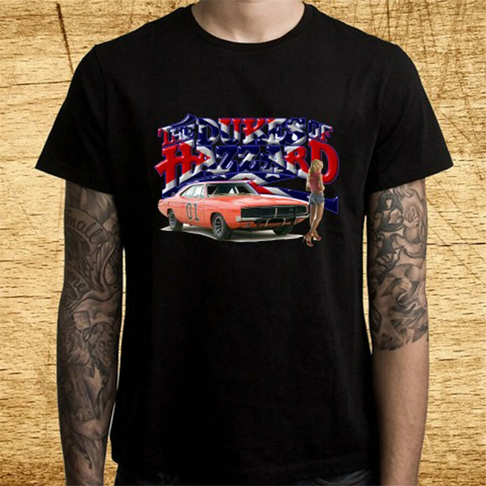 Черная футболка с принтом Dukes Of Hazzard американский сериал размеры s m en'S Размеры L