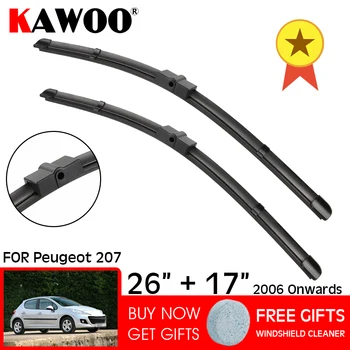

KAWOO Car Wiper Blade 26"+17" For Peugeot 207 (2006 Onwards) Auto Soft Rubber Front Windcreen Wipers Blades Car Accessories 2pcs