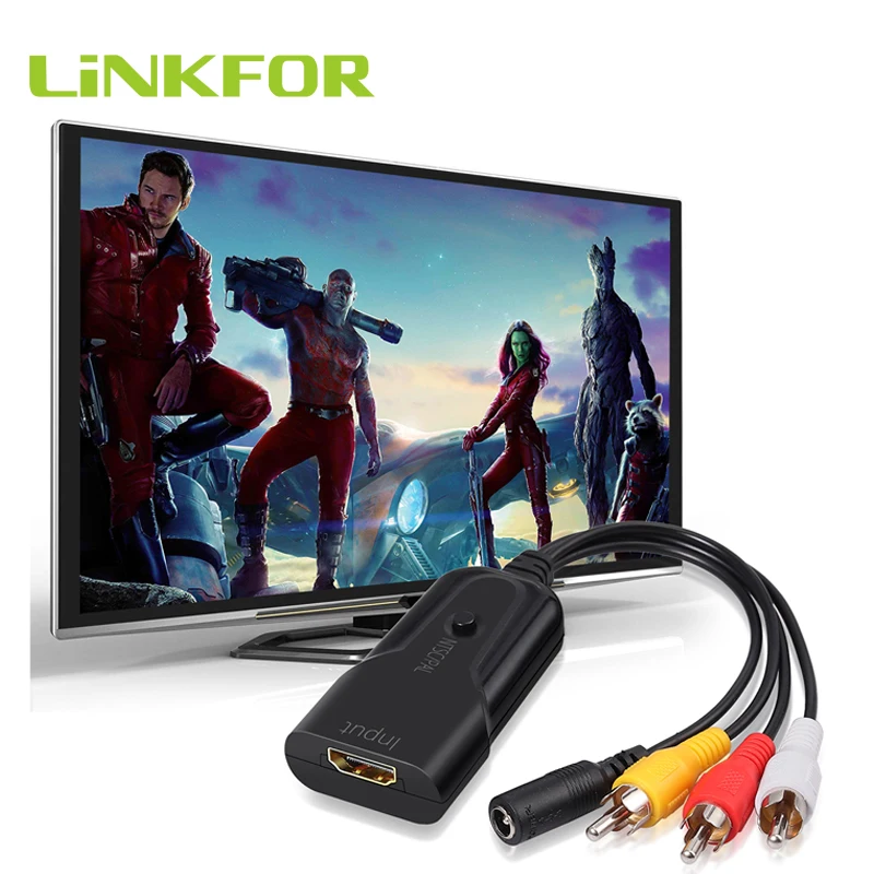 Преобразователь LiNKFOR hdmi rca аудиовидео 1080p поддержка NTSC и PAL HDMI2AV адаптер