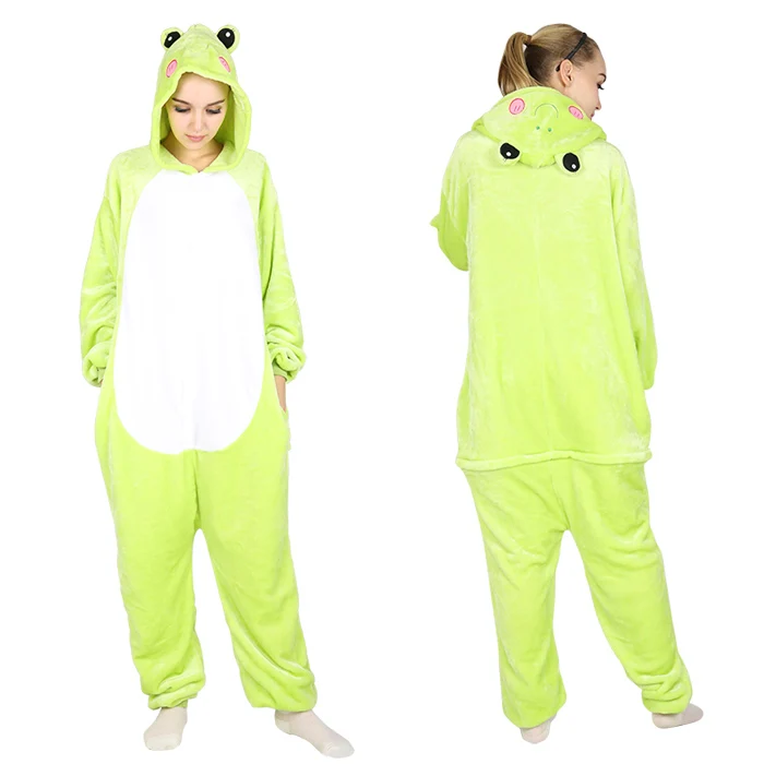 KIGUCOS, все в одном, пижамы с животными для зимы, женские пижамы, Мультяшные комбинезоны, детские костюмы с динозаврами, одежда для сна, пижамы с единорогом - Цвет: Frog