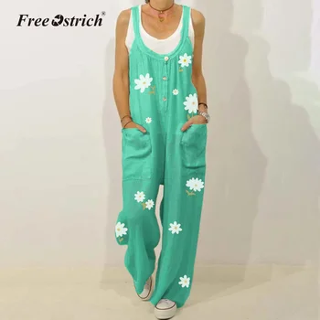 

Free Ostrich Casual Women Jumpsuit Print Sleeveless Jumpsuit Summer Ladies High Waisted Playsuit Bohemian Off Shoulde Jumpsuit
