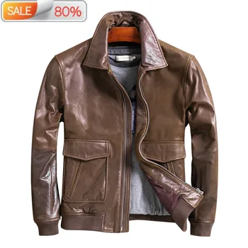

Men's Jacket Real Genuine 100% Horsehide Leather Coat Sprig Autumn Plus Size Deri Ceket WpYE9005 B24119