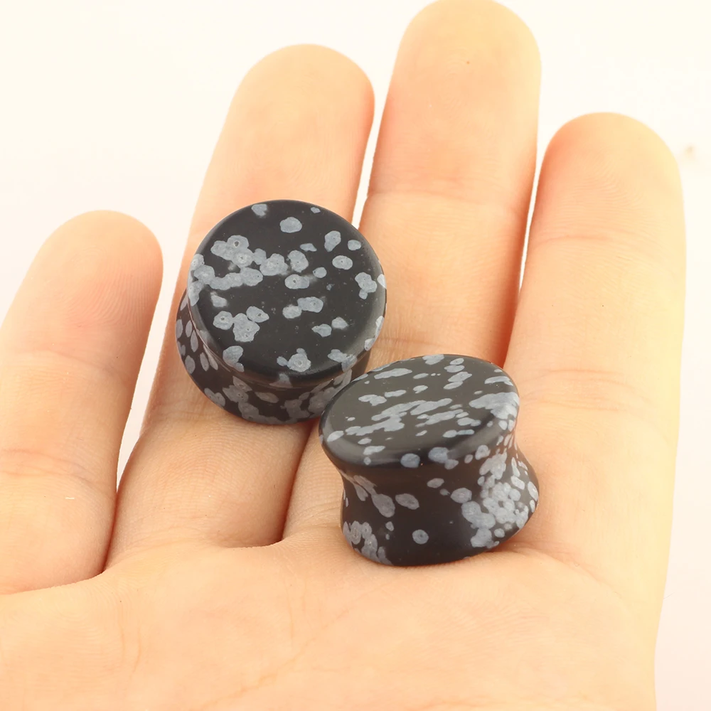 

TIANCIFBYJS Snowflake Stone Ear Plugs Sexy Ear Tunnels Gauges Double Flared Wholesales Cheap Stretcher Body Jewelry 6-16mm