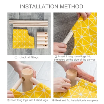 Elevated Cat Bed House Cat Hammocks Bed Wood Canvas Cat Lounge Bed for Small Rabbit Cats Dogs Durable Canvas Pet House Supplies 5