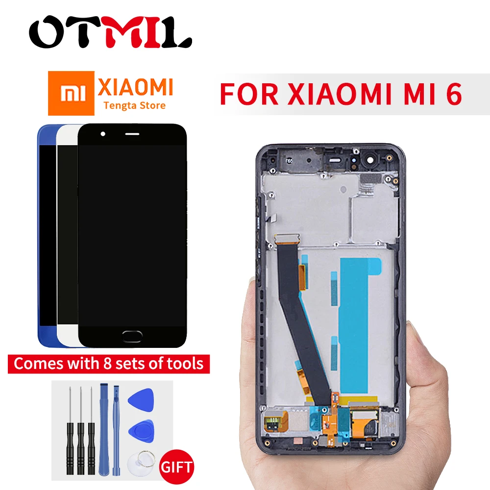 

Original For XIAOMI Mi6 LCD Display Touch Screen with Frame Digitizer Fingerprint Sensor For Xiaomi Mi 6 LCD Display Mi6 Display